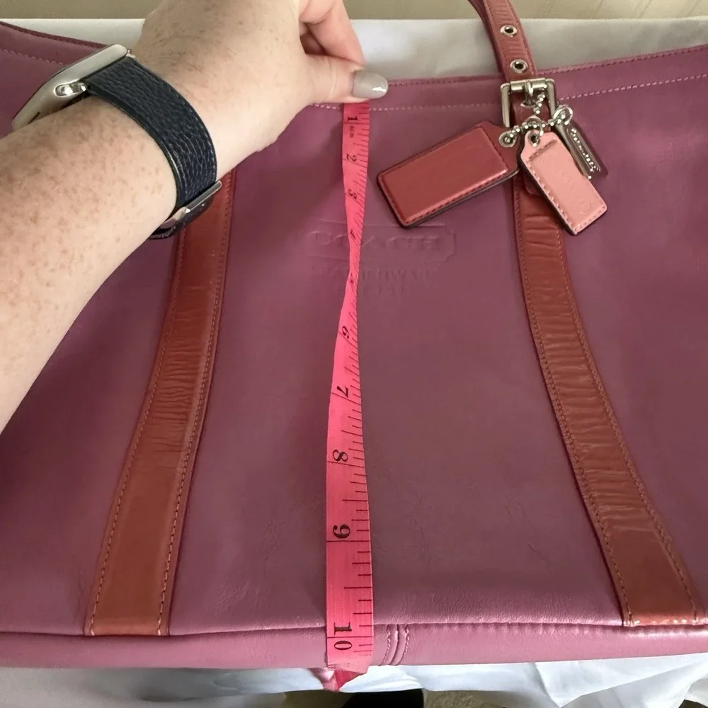 VINTAGE COACH PINK LEATHER PATENT TRIM LARGE GALLERY SHOPPER TOTE BAG PURSE 9237